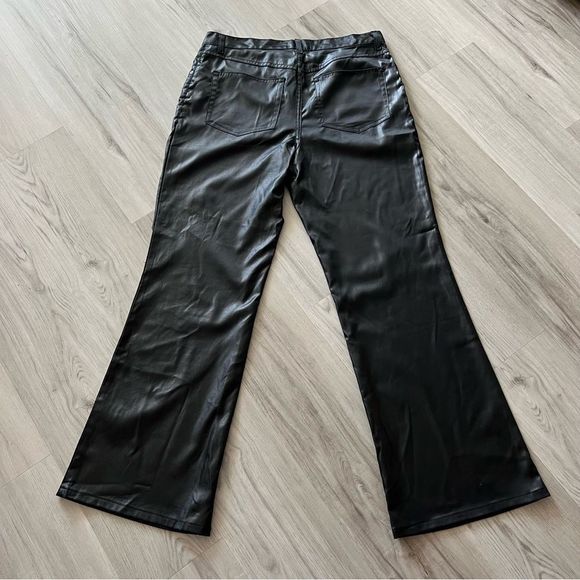 Girlfriends LA black silky patent like flare leg pants sz 15. Y2K mallgoth VNT - Picture 3 of 14
